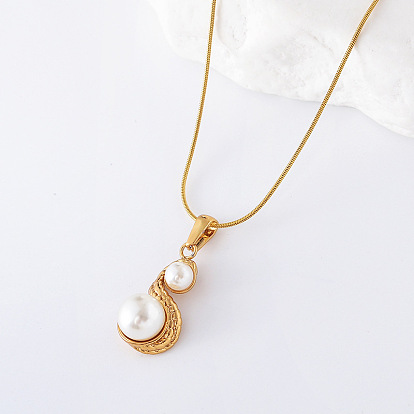 3 шт. французская нержавеющая сталь паве имитация жемчуга 8 ожерелья с подвесками в форме для женщин, белые