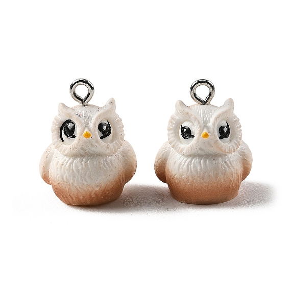 Непрозрачные подвески смолы, сова прелести, с платиновыми тоновыми железными петлями