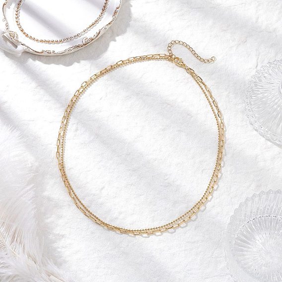 Латунная цепочка-скрепка и 304 двухслойные цепочки из шариков из нержавеющей стали для женщин