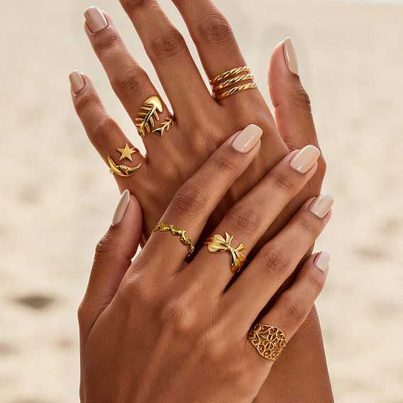 304 открытые кольца манжеты из нержавеющей стали, золотые