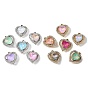 UV Plating Alloy Glass Pendants, Heart Charm, with Rhinestone, Faceted, Mixed Color