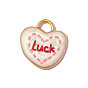 304 нержавеющей стальной эмали подвески, сердце со словом талисман удачи, реальный 18 k позолоченный, ионное покрытие (ip), долговечный