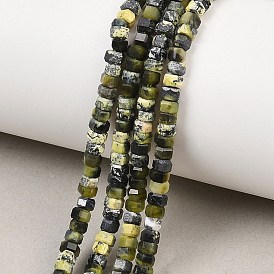 Бусы из натуральной желтой бирюзы (яшмы), граненые, шестиугольник