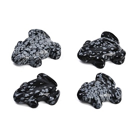 Natural Snowflake Obsidian Carved Beads, Half Hole, Frog