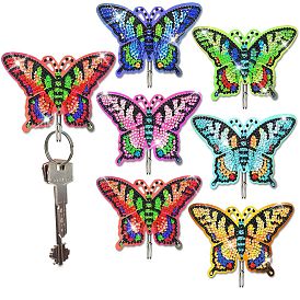 6Pcs DIY Butterfly Hook Rack Diamond Painting Kit, Including Resin Rhinestones Bag, Diamond Sticky Pen, Tray Plate and Glue Clay