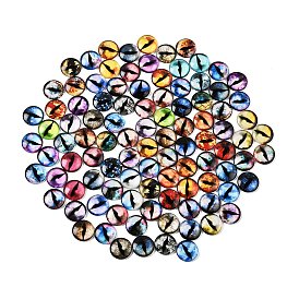 Cabochons en verre transparent imprimé, demi-rond avec motif oeil