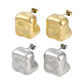 304 Stainless Steel Square Stud Earrings for Women