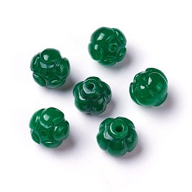 Perles naturelles de jade du Myanmar / jade birmane, teint, fleur