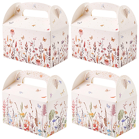 12 piezas 2 estilos cajas de regalo de dulces de papel portátiles con estampado floral, Rectángulo
