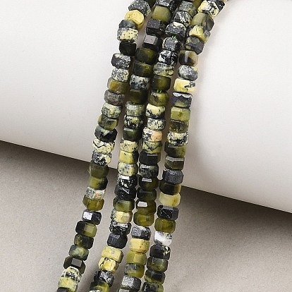 Бусы из натуральной желтой бирюзы (яшмы), граненые, шестиугольник