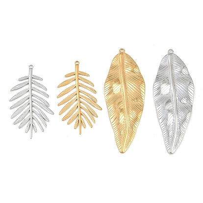 304 Stainless Steel Pendants, Leaf Charms