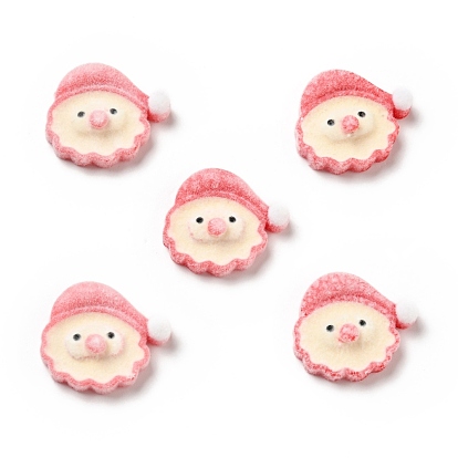 Christmas Opaque Resin Cabochons, Flocky Santa Claus
