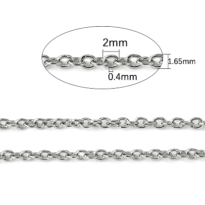 304 Stainless Steel Cable Chains, Soldered, Oval