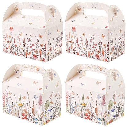 12 pièces 2 styles boîtes à bonbons portables en papier imprimé floral, rectangle