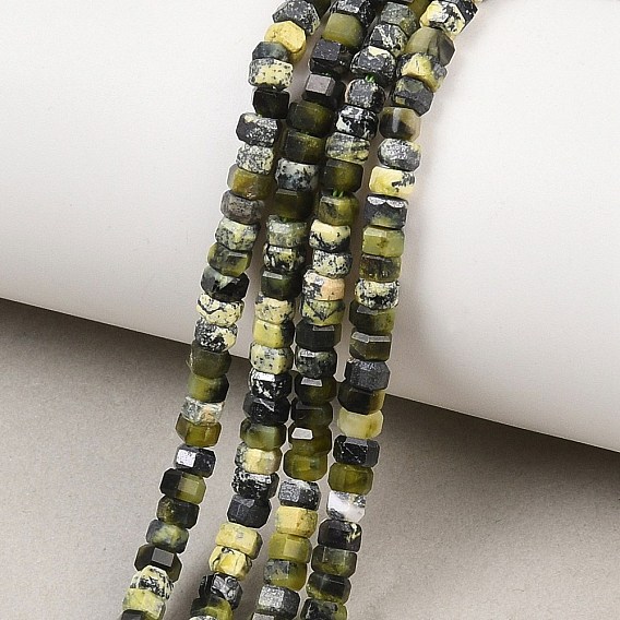 Бусы из натуральной желтой бирюзы (яшмы), граненые, шестиугольник