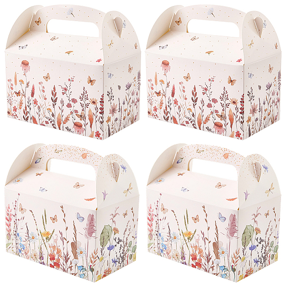 12 pièces 2 styles boîtes à bonbons portables en papier imprimé floral, rectangle