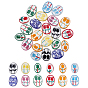 24pcs 12 perles de porcelaine faites à la main de style, ovale avec des fleurs, porcelaine de la famille rose