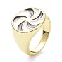 Pinwheel Pattern Alloy Enamel Finger Rings, Light Gold