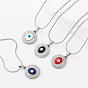 304 Collares con colgante de ojo turco de acero inoxidable esmaltado para mujer, el color plateado de plata