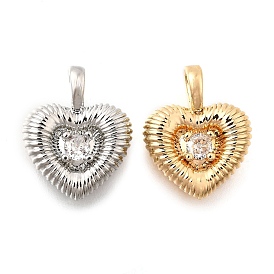 Латунные подвески, без кадмия, без никеля и без свинца, с кубического циркония, сердце