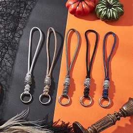 5 шт. 5 цветной сплав черепа 7 внутренние сердечники полиэстер и спандекс шнур веревки подвесные украшения, с пружинными кольцами из цинкового сплава, античное серебро