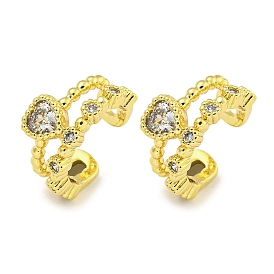 Brass Micro Pave Clear Cubic Zirconia Cuff Earrings for Women, Crown