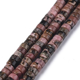 Perlas naturales rhodonite hebras, perlas heishi, Disco redondo plano