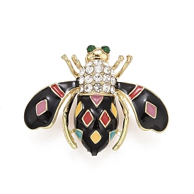 Bee Enamel Pin with Rhinestone, Insect Alloy Badge for Backpack Clothes, Golden