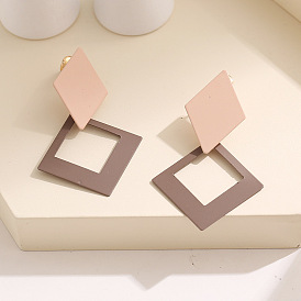 Minimalist Diamond-Shaped Coffee Earrings for Women, European and American Retro Ear Drops with High-End Feel