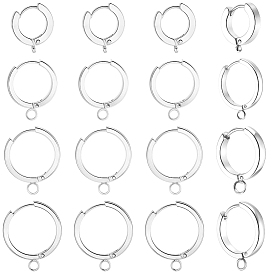 16 шт. 4 стили 201 фурнитура для сережек-колец из нержавеющей стали, с вертикальной петлей, с 316 хирургическими серьгами из нержавеющей стали, кольцо