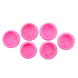 Flat Round with Girl Pattern DIY Silicone Molds, Fondant Molds, Baking Molds, for Ice, Chocolate, Candy, Biscuits