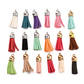 (Defective Closeout Sale: Oxidized)Faux Suede Tassel Pendant Decorations, with CCB Plastic Cord Ends