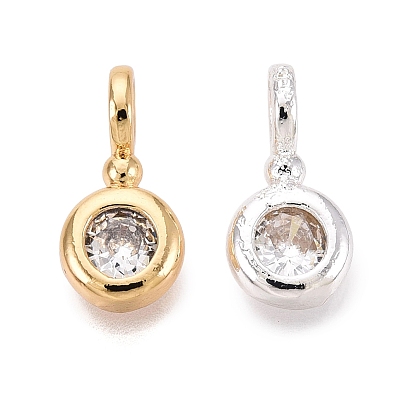 Латунные микропаве прозрачные кубические циркониевые подвески, плоские круглые прелести