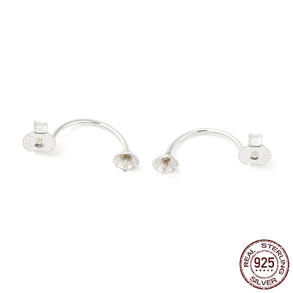 925 Sterling Silver Earring Backs, Friction Ear Nuts with Peg Bails, for Half Drilled Beads, with S925 Stamp