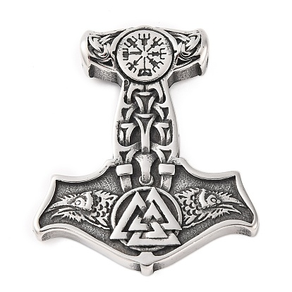 316 большие подвески из хирургической нержавеющей стали, молот Тора с подвеской из валкнута