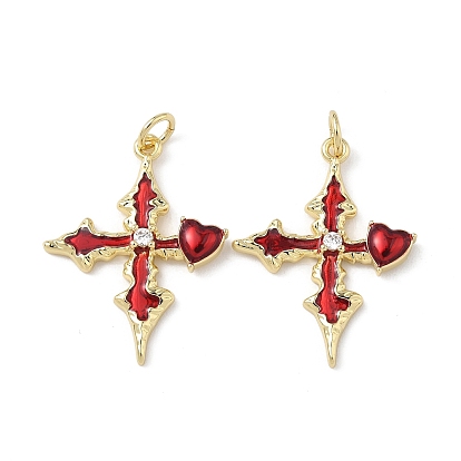 Подвески из латуни микропаве с фианитами и эмалью, пересекаются с сердцем, стойки покрытие, долговечный, без свинца и без кадмия, с целью перехода в кольце