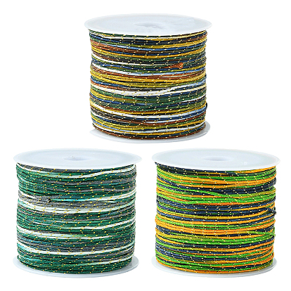 3 рулоны 3 цветные сегментные окрашенные круглые нейлоновые шнуры с китайским узлом, с золотой нитью, для изготовления ювелирных изделий DIY