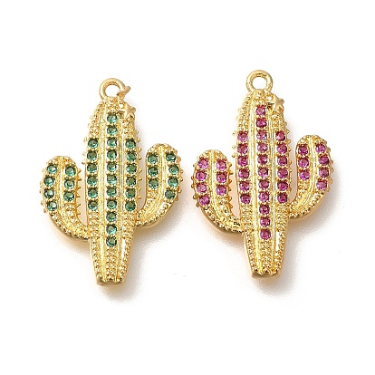 Латунные микро проложить кубического циркония подвески, без кадмия, без никеля и без свинца, реальный 18 k позолоченный, кактус прелести