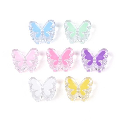 Прозрачные акриловые бусины, бабочка, с эмалью