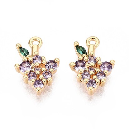 Латунные микро проложить кубического циркония подвески, винограда прелести, без никеля 