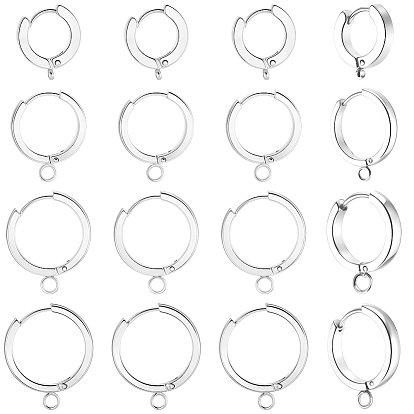 16 шт. 4 стили 201 фурнитура для сережек-колец из нержавеющей стали, с вертикальной петлей, с 316 хирургическими серьгами из нержавеющей стали, кольцо