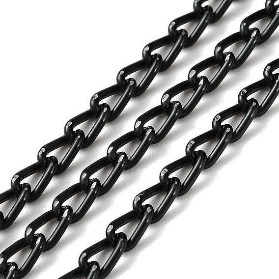 Oxidation Aluminum Faceted Curb Chains, Diamond Cut Chains, Unwelded, with Spool