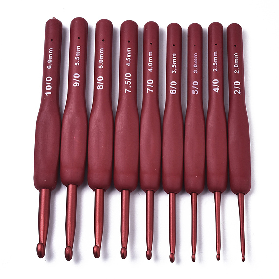 Aluminum Diverse Size Crochet Hooks Set, with TPR Handle, for Braiding Crochet Sewing Tools