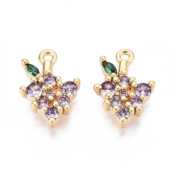 Латунные микро проложить кубического циркония подвески, винограда прелести, без никеля 