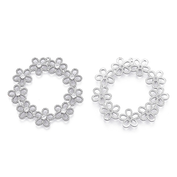 Латунные филигранные подвески, с кубического циркония, гирлянда, без никеля 