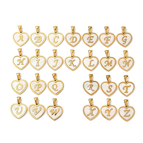 Сердце из натуральной ракушки с подвесками в виде заглавных букв, с 304 фурнитурой из нержавеющей стали