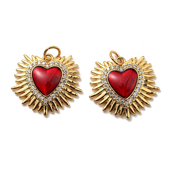 Покрытие стойки, подвески из латуни AAA с фианитом, с эмалью, без свинца и без кадмия, долговечный, сердце