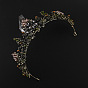 Alloy Rhinestone Crown Hair Bands, with Plastic Bead, for Girls Women Wedding Party Decoration