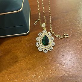 Ожерелья из нержавеющей стали со стразами в форме капли, золотые