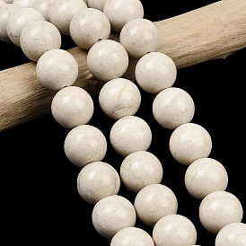 Природные окаменелое дерево бисер пряди, круглые